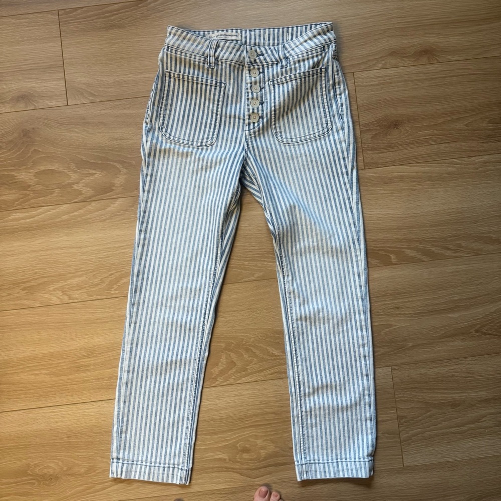Anthropologie Pilcro High Rise Striped Railroad Jeans